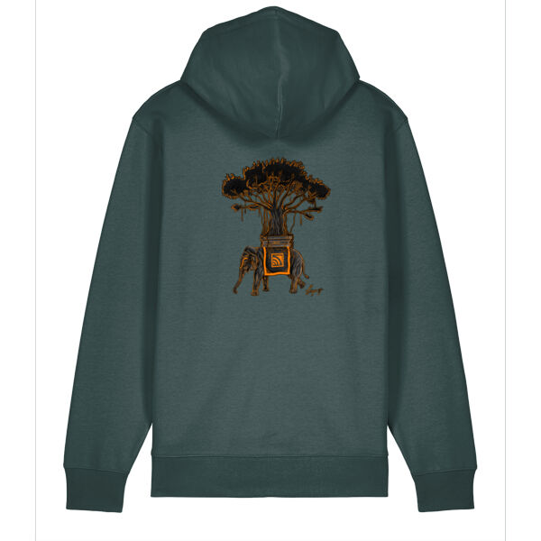 Benevolent Elephant Backprint Zip-Hoodie-Øko Thumbnail